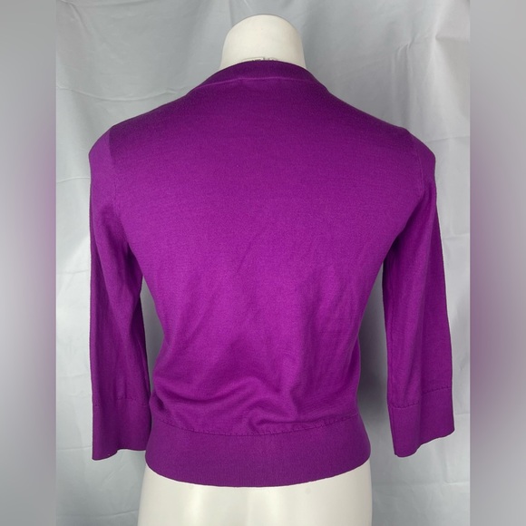Kate Spade New York 'Leni'Crystal Embellished Jewel Cardigan 3/4 Sleeve Purple S - Picture 8 of 12